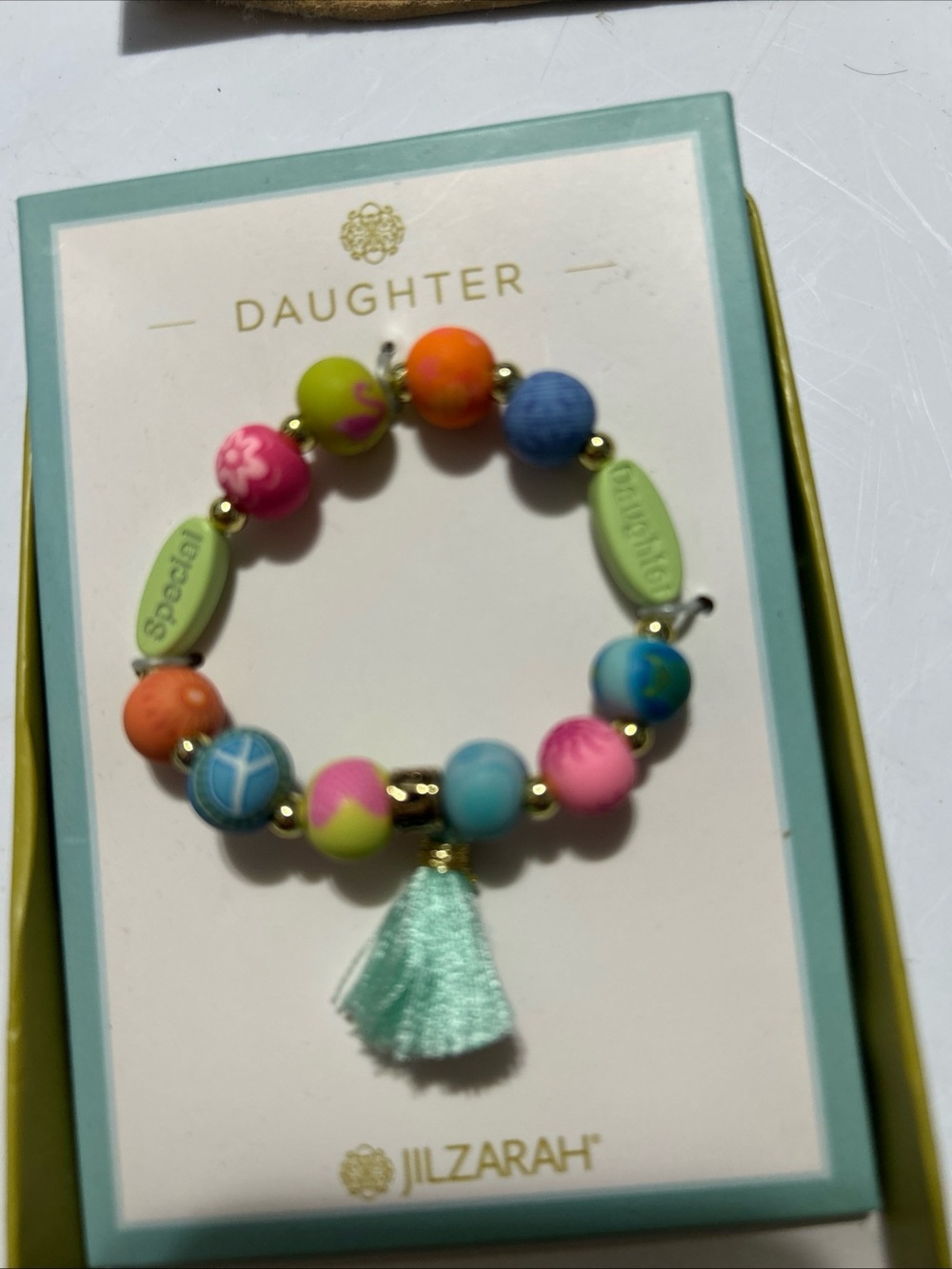 Jilzarah Kids Multicolor Beaded Bracelet with Mint Tassel